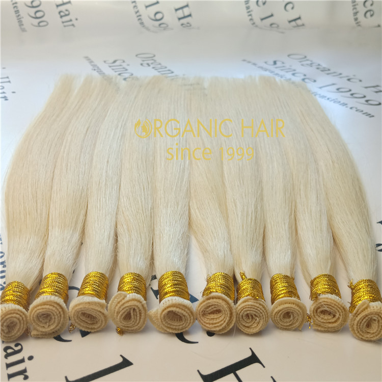 Customized pure remy human hand tied weft,10 pieces A74